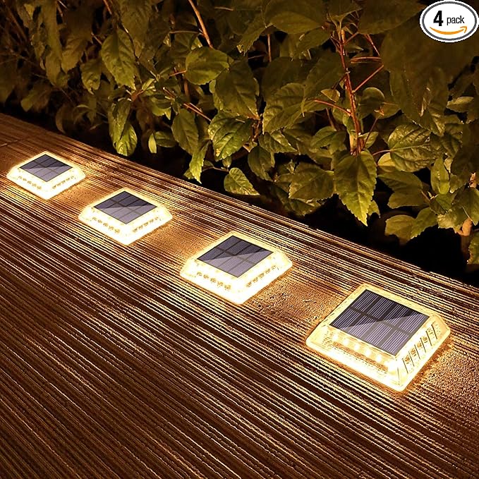 Lacasa Outdoor Solar Light, 4 Pack 30LM IP68 Waterproof Solar Garden Light Auto On/Off Solar Lighting for Stairs Paths Paths Paths Patio Deck Dock, Warm White 2700K