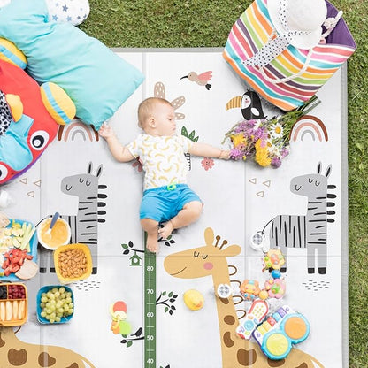 XL Baby Play Mat for Floor, PIGLOG 79" x 71" Foam Play Mat, Foldable Playmat for Playyards, Waterproof Anti-Slip Floor Playing Mats for Babies, Toddlers, Infants, Reversible Baby Crawling Mat, Giraffe