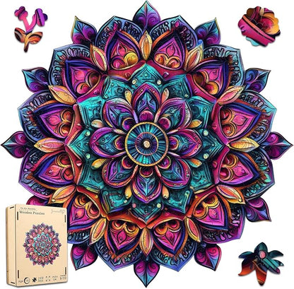 Jiroinlly Wooden Jigsaw Puzzles, Mandela Wooden Puzzles for Adults, 500 Pcs King Size 16.8'' x 16.9'', Luxurious Shaped Wood Puzzle, Beautiful Package, Best Gift for Adults and Kids, Family Game