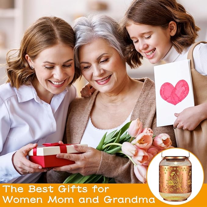 Solar Lanterns Outdoor Waterproof Christmas Birthdays Gifts for Women Mom Grandma Butterfly Garden Decor Metal Hanging Solar LED Lights for Patio(Red Bird)