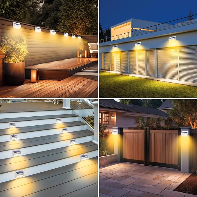 Peasur 6 Packs Solar Outdoor Lights Motion Sensor, Solar Security Lights Waterproof with 3 Lighting Modes Solar Powered Wall Lights Outside for Garden Fence Yard Deck, Warm White