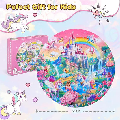 Civaner 70 Pieces Floor Puzzles for Kids Large Puzzles for Kids Ages 3 4 5 6 7 8 Jigsaw Puzzle Educational Puzzle Toy Gifts for Toddlers Boys Girls Baby Shower Birthday(Unicorn)