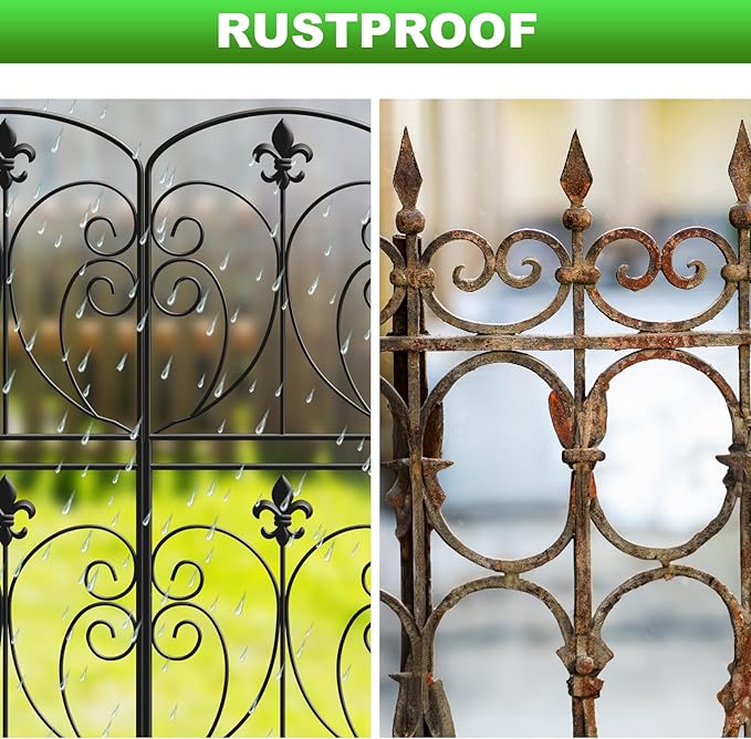 Skcoipsra Decorative Garden Fence 10 Pack, 37.5in(H) x 10.8ft(L) Animal Barrier Fence, Rustproof Metal Fencing for Yard, Dog Rabbits Wire Section Garden Edging Border for Yard Patio Garden, Arched