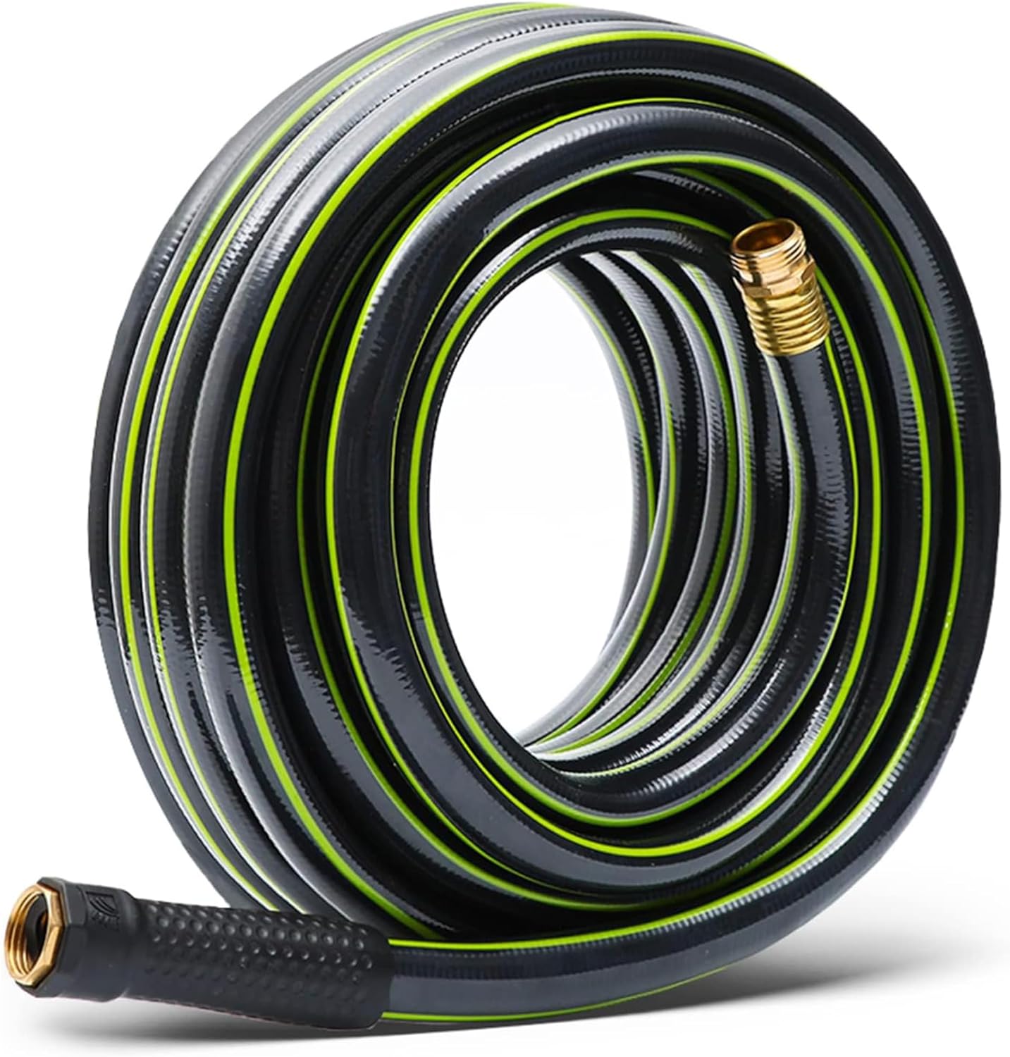 Worth Lead-in Garden Hose 5/8 in. x 25 ft. -No Kink, Flexible, Leakproof, Male to Female Fittings -Heavy Duty Durable PVC Lightweight Water Pipe with Brass Aluminum Ends for Household & Yard Use