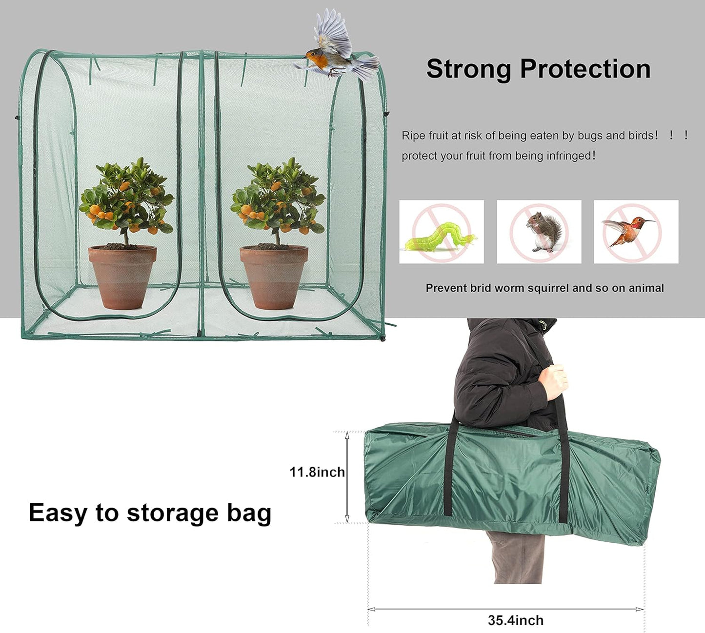 Poray Large Tunnel 73''x37''x61''Plant Netting Cover,5FT Tall Crop Cage Tomato Netting,Pest Guard Cover for Vegetables &Fruits,Durable Gardening Net for Plant and Animal