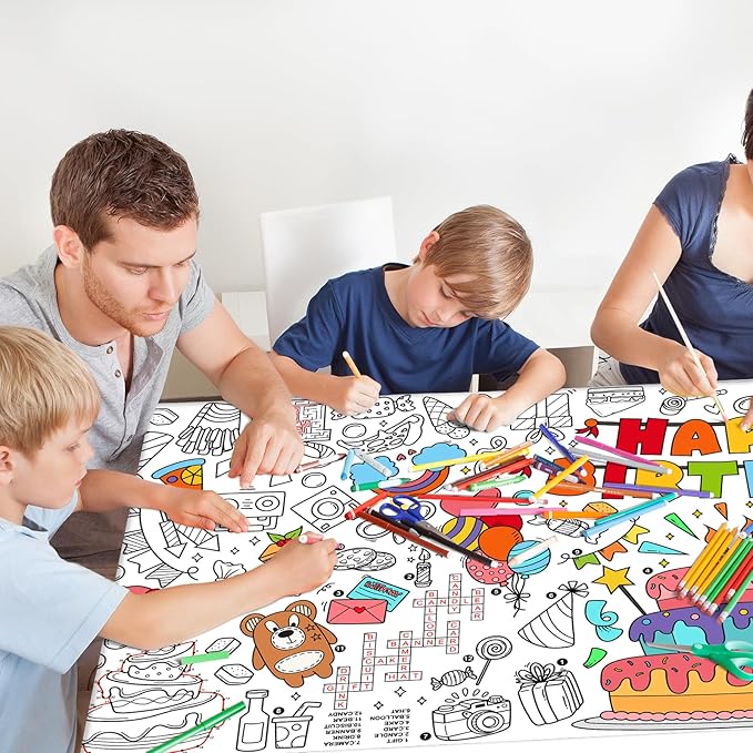 Giant Coloring Poster for Classroom Wall - Versatile 31.5 x 72 Inches Birthday Activity Poster/Table Cover, School Parties, Birthday Party and Special Events Decoration