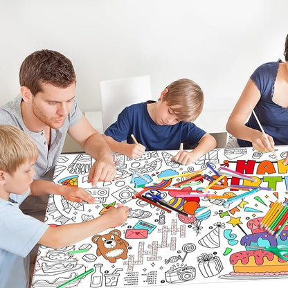 Giant Coloring Poster for Classroom Wall - Versatile 31.5 x 72 Inches Birthday Activity Poster/Table Cover, School Parties, Birthday Party and Special Events Decoration