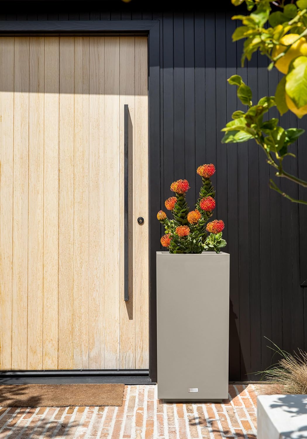 Veradek Block Series Pedestal Planter - Tall Planter for Indoor or Outdoor Front Porch | All-Weather Use with Removable Insert Bucket | Modern Décor for Flowers, Tall Trees, Faux Plants