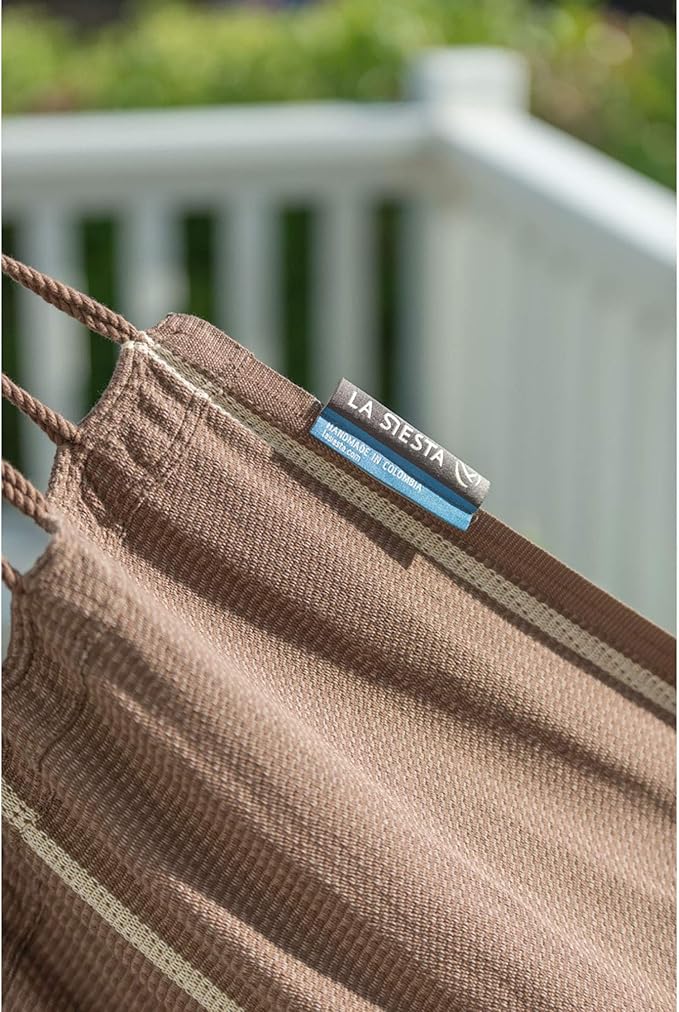 LA SIESTA® - XL King Habana Cotton Hammock Chair & CasaMount - Hanging Chair w/Suspension Kit for Walls Ceilings & Square Beams - Indoor Outdoor Swing Hanging Chair Bedroom Patio Balcony - Chocolate