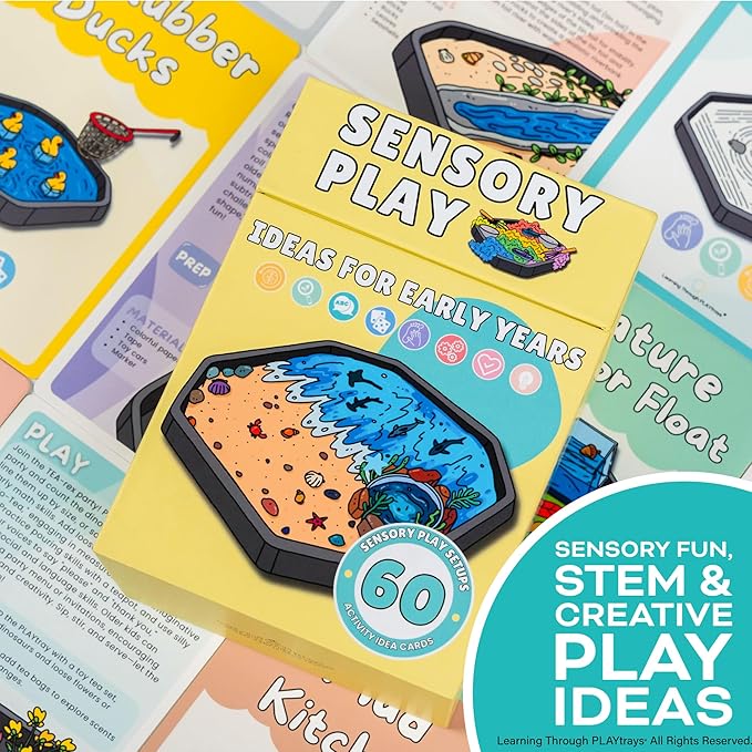 60 Sensory Play Idea Cards – Creativity for Kids Sensory Bin & Tuff Tray Activities | Preschool & Toddler Learning, Montessori, Homeschool & Classroom STEM Resource – by Learning Through PLAYtrays