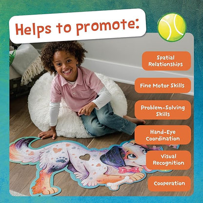 Peaceable Kingdom Shiny Puppy Floor Puzzle – 43-Piece Giant Floor Puzzle for Kids Ages 3 & up – Fun-Shaped Puzzle Pieces – Great for Classrooms