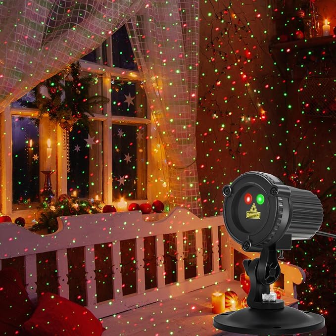 Christmas Laser Lights Outdoor,Red and Green Moving Outdoor Laser Light, Waterproof Garden House Decoration Laser Christmas Lights