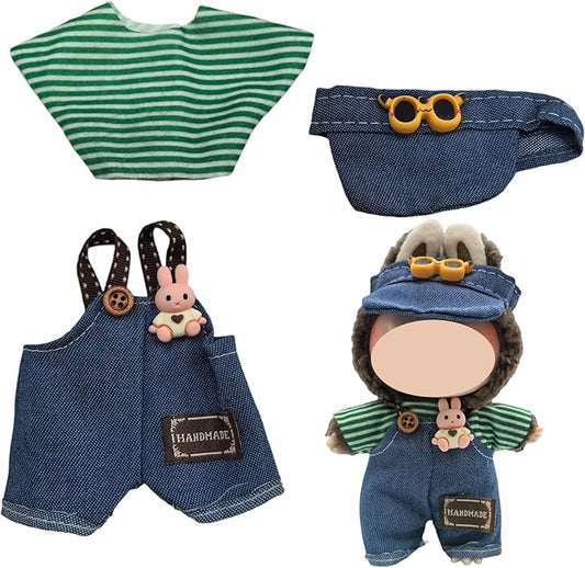 Clothes Set Compatible with 17cm Doll, Hat and Overalls Set for 15cm Doll Accessories Suit, Cute Clothe for Dress up Unique Style (RC19)