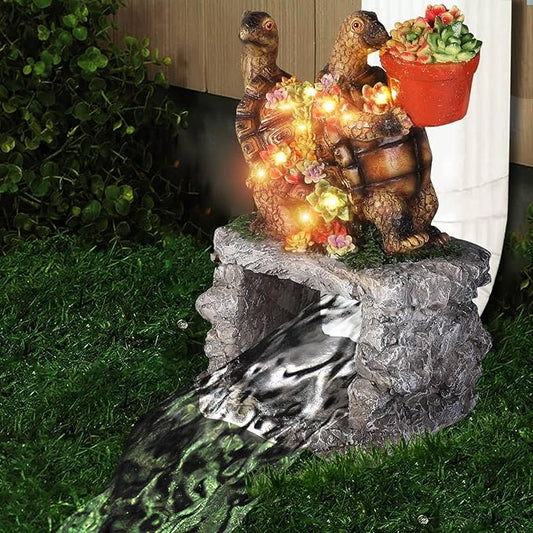 Turtle Solar Statues Gutter Downspout Extension Statues Garden Decoration,Animal Resin Statue Outdoor Decor,Downspout Diverter,3"×4" Downspout Extender Diverter Splash Block