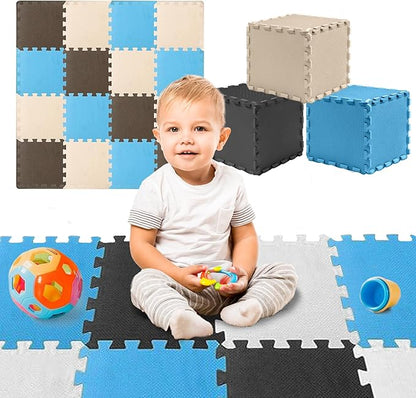 TOYVELT Ultimate Foam Play Mat Set 12x12-16 Interlocking Floor Tiles for Kids - Colorful Foam Puzzle Mats - Safe and Durable Kids Floor Mats - Ideal Play Mat for Toddlers 1-3 - Tiles Non Toxic