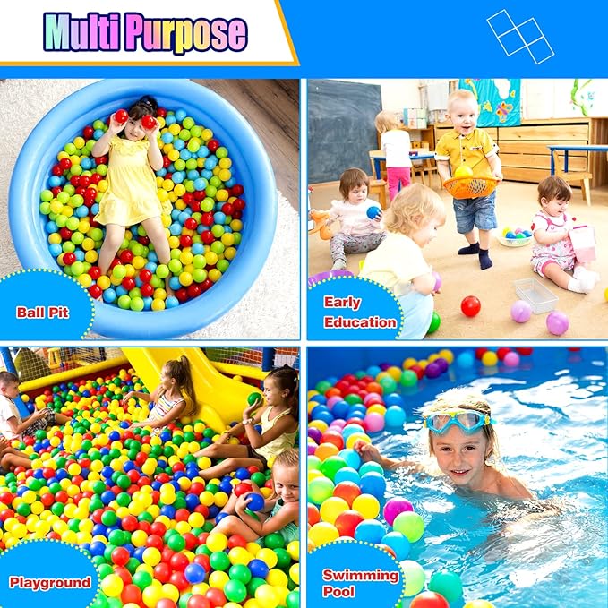 Vanland Ball Pit Balls for Baby and Toddler Phthalate Free BPA Free Crush Proof Plastic - Multicolored Pit Balls in Reusable Play Toys for Kids with Storage Bag