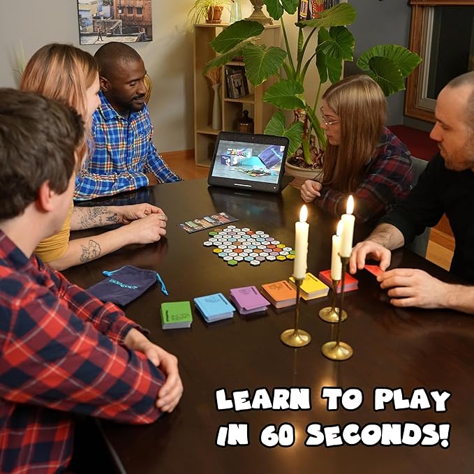 Hexaquest: The Strategic Trivia Board Game – 1500 Questions, 6 Categories, 65 Hexagon Tiles, Premium Bag – Fun, Quick to Learn, Perfect for Game Nights, Families & Parties