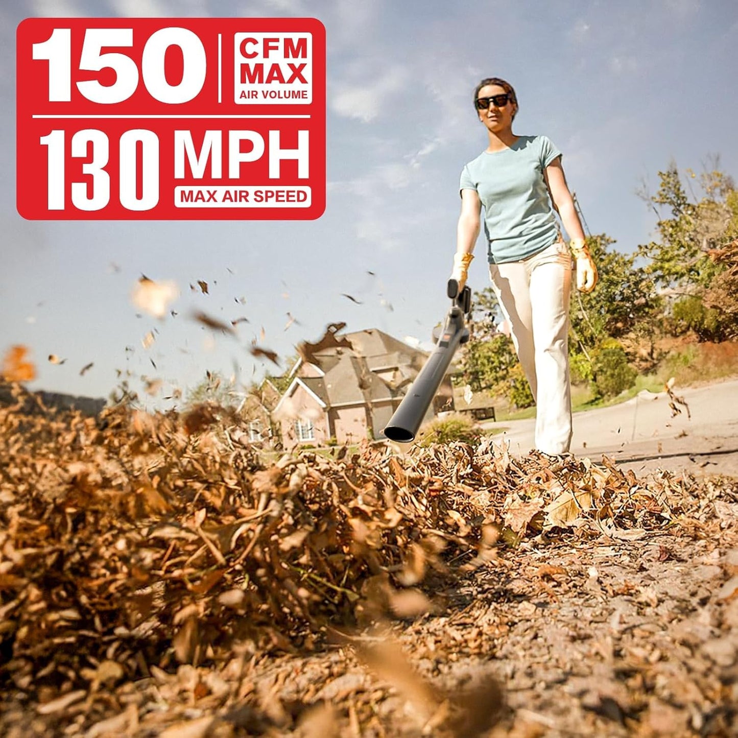 MZK Cordless Leaf Blower,20V Battery Powered Electric Blower for Lawn Care, Electric Lightweight Leaf Blower for Blowing Leaves, Patio Cleaning, Lawn Care and Dust(2 * 2Ah Battery & Charger Included)