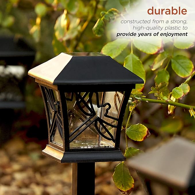 Alpine Corporation Solar-Powered Nature Inspired Pathway Lights, 3-Piece