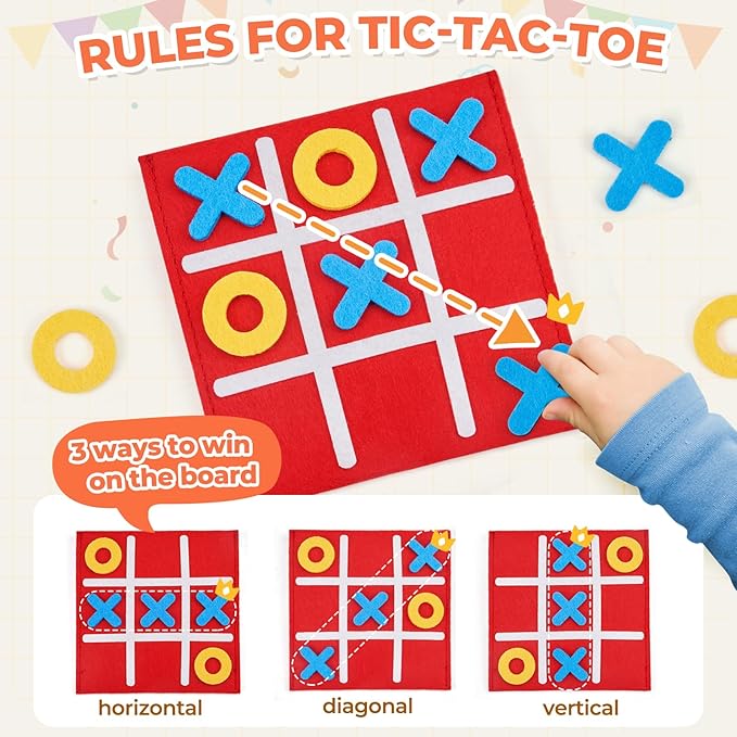 JoyCat Tic Tac Toe Mini Board Game Toy for Kids and Family,Birthday Party Favors,Goody Bag,Fun Indoor Game Night Activity,Gifts for Students,Easy to Store(Bulk Pack of 12)