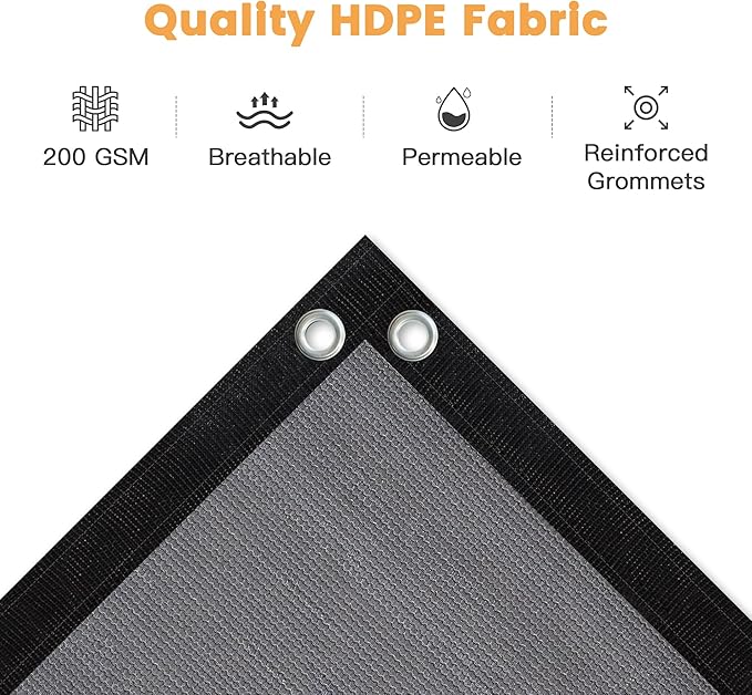 VICLLAX Shade Fabric Sun Shade Cloth with Every 2 FT Grommets for Patio Garden Pergola Cover Canopy 5x18 FT, Grey