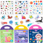 Jelly Reusable Sticker Books for Toddlers 1-3 2-4 Years, Portable Travel Toys Sticker Activity Book for Kids 2 3 4 Year Old Girls Boys, Animal Insect Sea Ocean Space