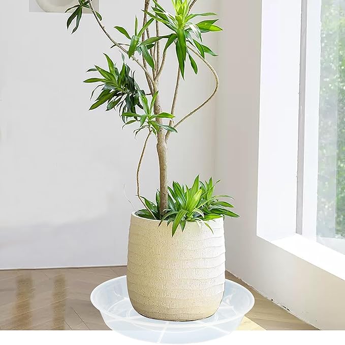 2 Pack Plant Saucer Drip Tray 19 inch, Large Heavy Sturdy Plastic Planter Flower Pot Saucers for Indoor Outdoor Garden, Plant Water Drip Trays for pots (19" 2Pack, Clear)