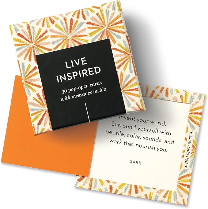 Compendium ThoughtFulls Pop-Open Cards – Live Inspired – 30 Pop-Open Cards, Each with a Different Inspiring Message Inside, 2.25” x 2.25”