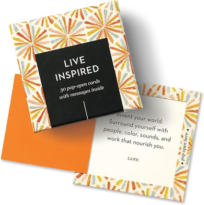 Compendium ThoughtFulls Pop-Open Cards – Live Inspired – 30 Pop-Open Cards, Each with a Different Inspiring Message Inside, 2.25” x 2.25”