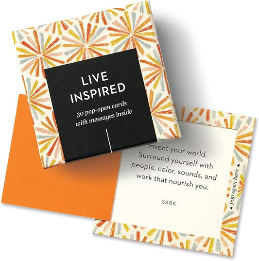 Compendium ThoughtFulls Pop-Open Cards – Live Inspired – 30 Pop-Open Cards, Each with a Different Inspiring Message Inside, 2.25” x 2.25”