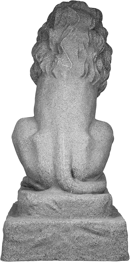 EMSCO Group Guardian Lion Statue – Natural Granite Appearance – Made of Resin – Lightweight – 28” Height