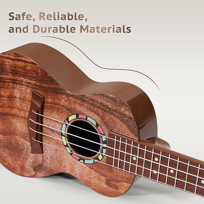 Raimy Kids Guitar Ukulele - 21in Ukulele Guitar Toys for Kids Ages 3 4 5 6 7+ Year Old Boys Girls Simulated Sound Quality Music Instruments Learning Education (Mahogany)