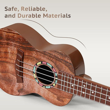 Raimy Kids Guitar Ukulele - 21in Ukulele Guitar Toys for Kids Ages 3 4 5 6 7+ Year Old Boys Girls Simulated Sound Quality Music Instruments Learning Education (Mahogany)