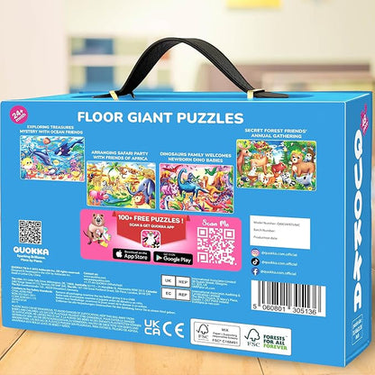 QUOKKA Giant Floor Puzzles for Kids Ages 4-6 - 2x3 Feet Extra-Thick 48 Pieces Toddler Puzzle Ages 3-5 – Unicorn Educational Activity for Boys Girls – Premium Box with Sturdy Handle & Magnetic Closure