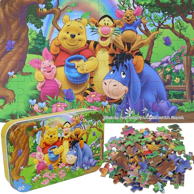 60 Piece Jigsaw Puzzles for Kids Ages 4-8 Bear Animal Party Puzzle- Family Game Reduced Pressure Toy Gift for Children (2500)