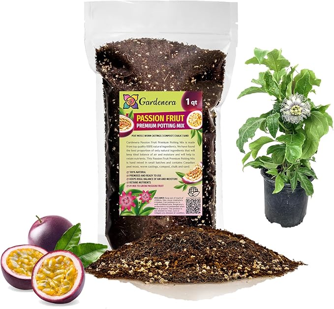 Premium Passion Fruit Potting Soil Mix - Perfect Balance of Nutrients, Drainage, and Aeration for Thriving Passion Fruit Vines - 1 Quart
