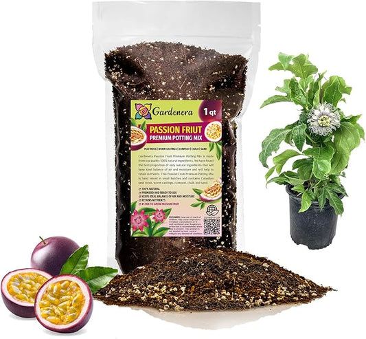 Premium Passion Fruit Potting Soil Mix - Perfect Balance of Nutrients, Drainage, and Aeration for Thriving Passion Fruit Vines - 1 Quart
