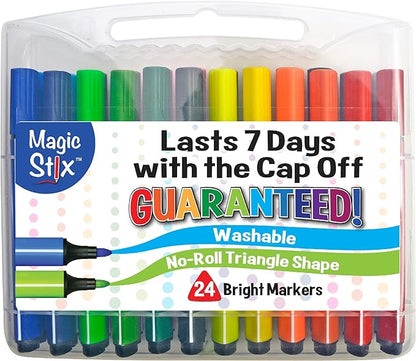 The Pencil Grip Magic Tri Stix, Non-Toxic and Washable Markers For Kids, 24 Assorted Stix Markers, TPG-397