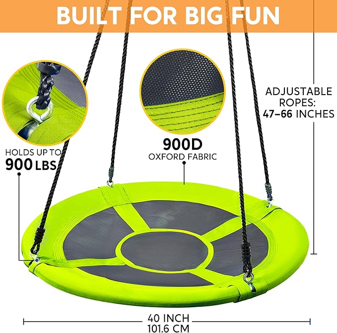 TURFEE Swing for Outdoor Swing Set - Pack of 1 Swing Seat Replacement Kit with Heavy Duty Chains - Backyard Swingset Playground Accessories for Kids (Green)