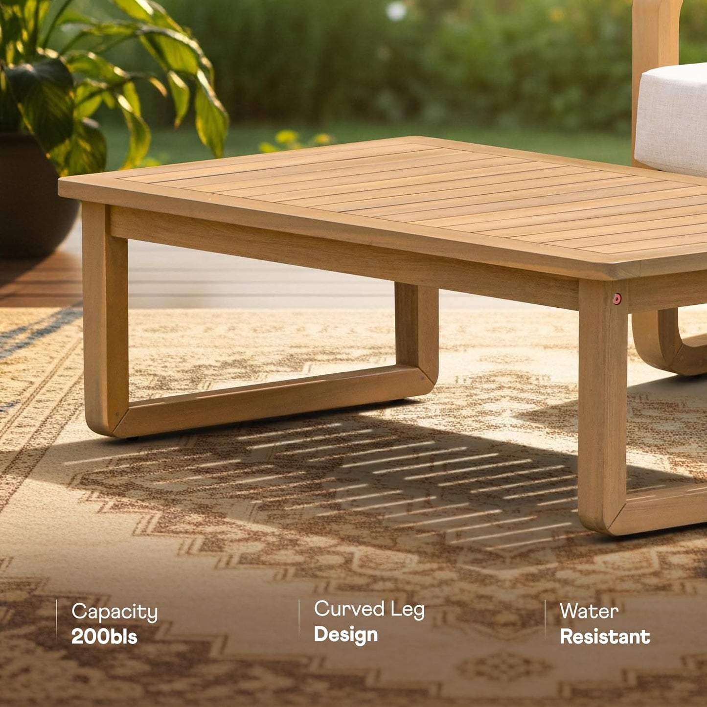 Idzo Ivy Loveseat with Coffee Table – Beige Fabric, 2-Seater Outdoor Sofa Set for Balcony, Patio or Garden – Stylish Love Seat Couches for Small Spaces