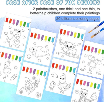 Paint with Water Coloring Books for Kids,Animal Art Craft Kit No Mess Water Color Painting Sets for Kids Ages 4-8,Birthday Gifts Travel Toy Crafts Supplies Kits for Girls Boys Drawing with 2 Brushes