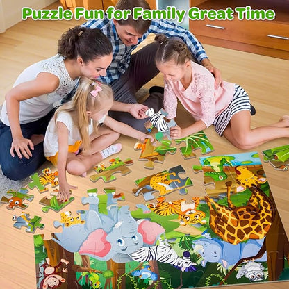 Jumbo Floor Puzzle for Kids Ages 4-6, 48 Piece Large Animal Jigsaw Puzzle, Extra-Thick Cardboard Preschool Learning Toys for Toddlers 3-5, Educational Gift for Boys Girls 3 4 5 6 7 8