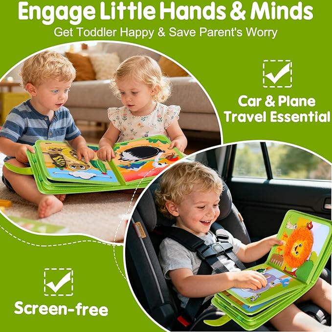 Gigilli Busy Book for Toddlers 1-3, Quiet Activity Books for Toddlers 1 Year Old, Montessori Toys Busy Board for 1 2 3 Year Old Boy Girl, Educational Airplane Travel Toy Busy Books Christmas Birthday