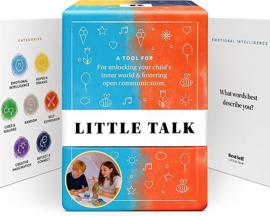 Little Talk Conversation Cards for Kids – 170 Prompts for Social Skills, Family Games, Travel & Therapy – BestSelf Deck for Ages 4-12, ADHD Tools, Homeschool Gifts & Road Trip Activities