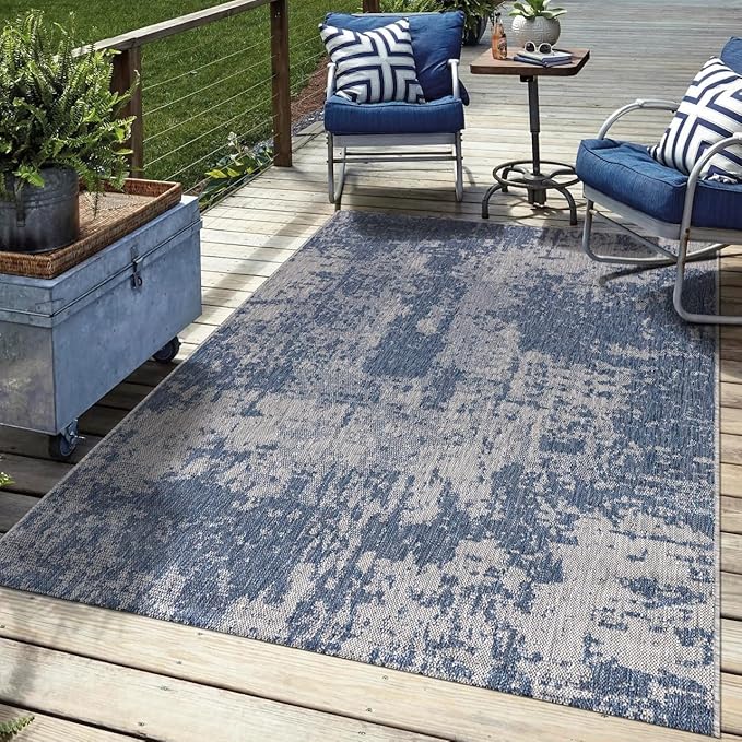 Keen Home Design Terrace Outdoor Area Rug - 5x8 Washable Indoor/Outdoor Rug for Patio, Kitchen, Balcony, Beach, Garden, Deck and Porch, Size: 5'3"x7'7"