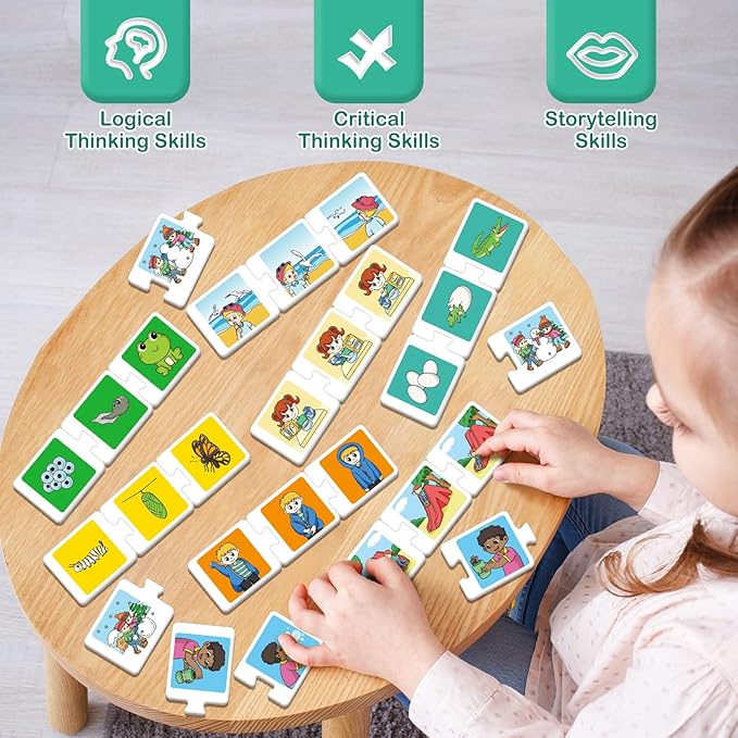 Sequencing Puzzle Cards,Sequence Board Game for Kids,Speech Therapy Materials for Autism,Storytelling,Social Skills,Sentence Building,Toddler Puzzles,Learning Activities,Classroom &Homeschool