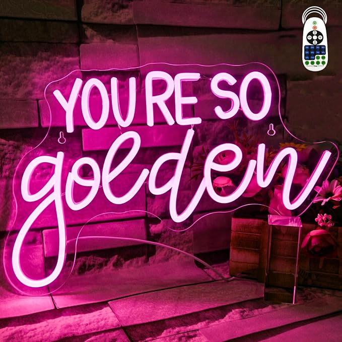 You're So Golden Neon Sign Wall Decor, Neon Signs Dimmable Letter Neon Sign Light Up Signs for Room,Bar,Bedroom,Party, Birthday Party Bar Pub Club Decoration Gifts