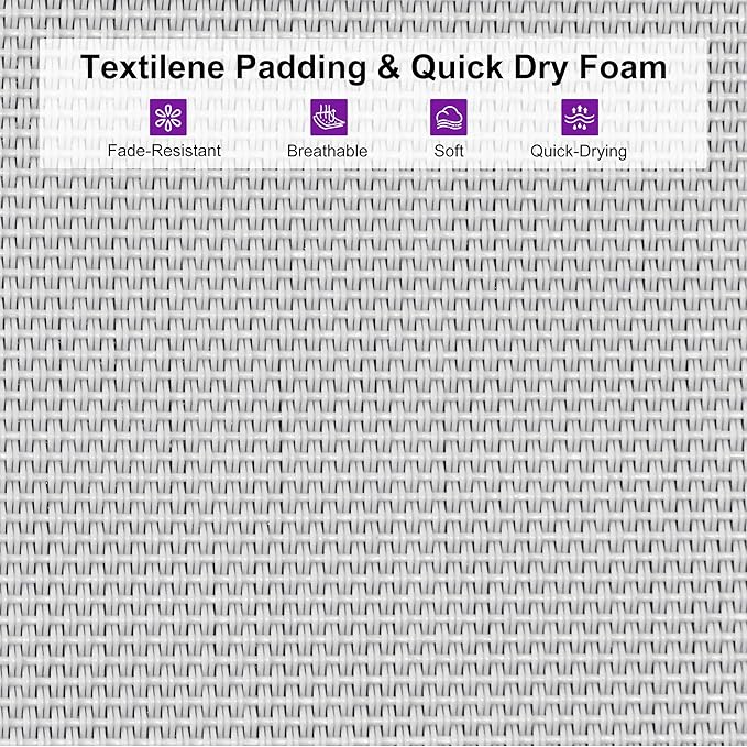 PURPLE LEAF Outdoor Chaise Lounge Staight Legs Adjustable Sunbathing Recliner with Side Table Cream 2 Sets