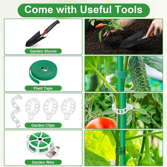 Lezmarket Self Watering Tomato Planter with Trellis for Patio, 55.9" Raised Garden Bed Planter Pot with Trellis, Plant Supports and Garden Shovel for Tomatoes, Climbing Plants