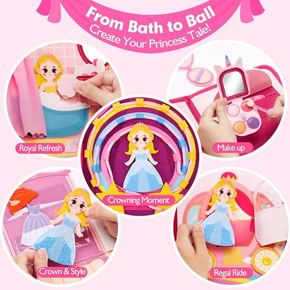 hahaland Toys Ages 3-5 Girls - Busy Board Princess Toy 3 Year Old Girls - Toddlers Quiet Busy Book for Toddlers 3-5 Pretend Play - Montessori Toys 3-4 Year Old Girl Birthday Gifts